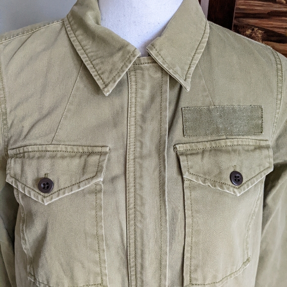 MADEWELL Military Trucker Jacket Loose Fit Zip Front Women's Small Green Yellow - Picture 2 of 6